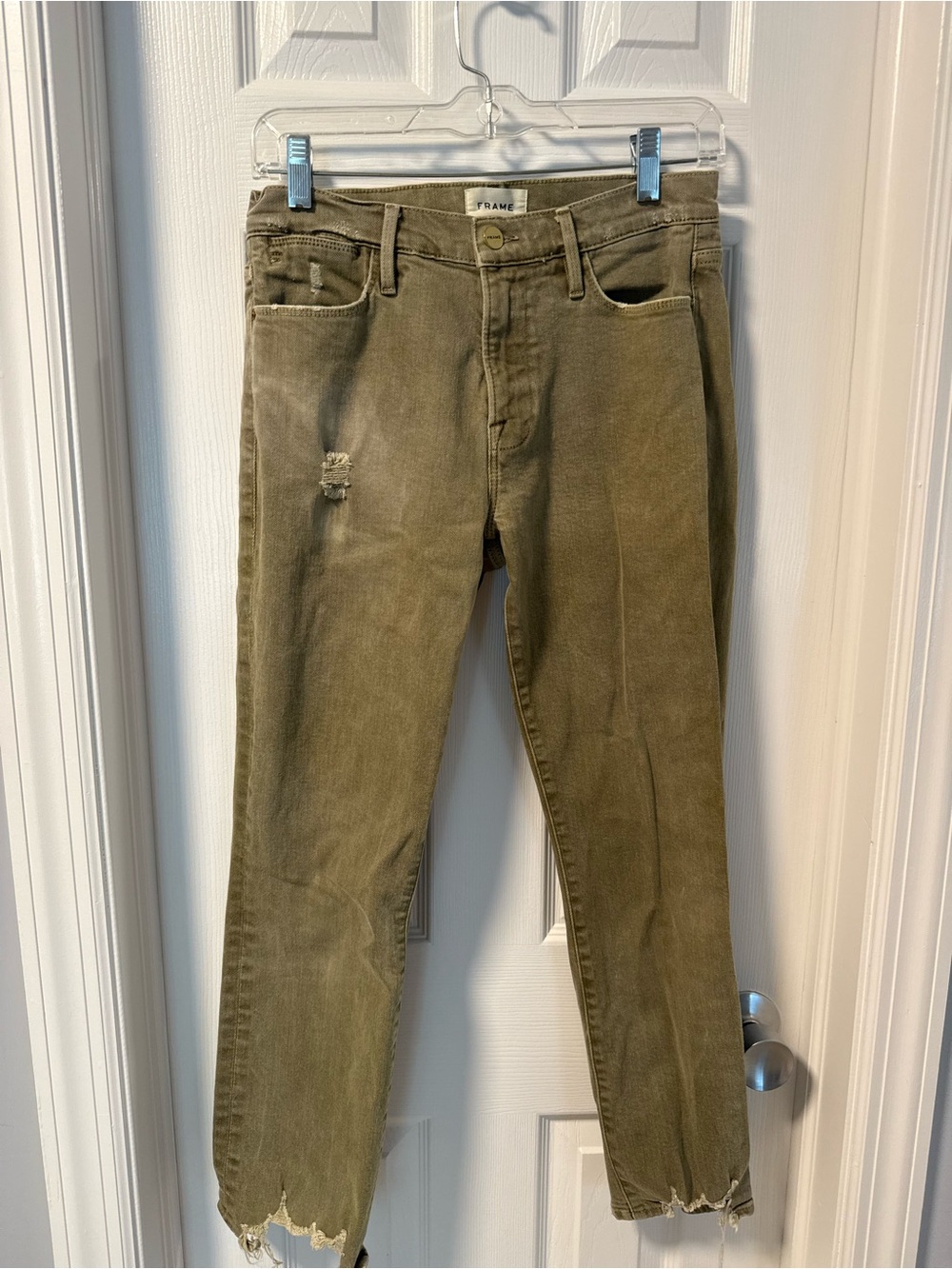 Frame Le High Straight Army Green Denim Women’s